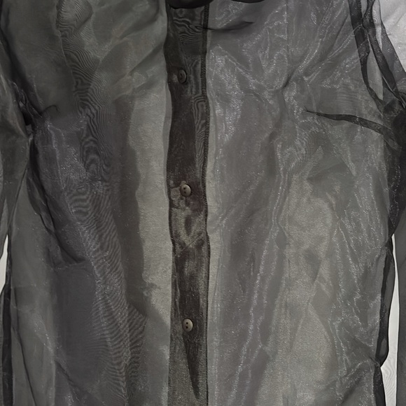 anthropologie sheer Black Back Bow at neck, self tie, Blouse NWOT By Ellender - Picture 6 of 16